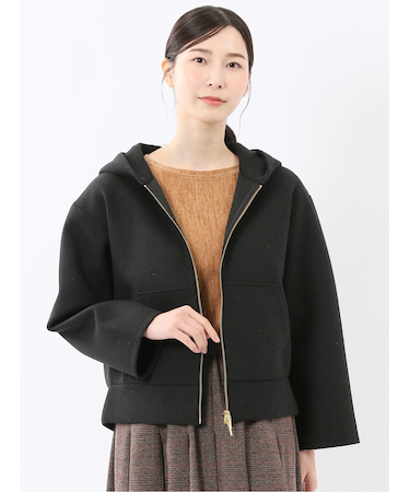 ツイードボンディング フーデッドブルゾン