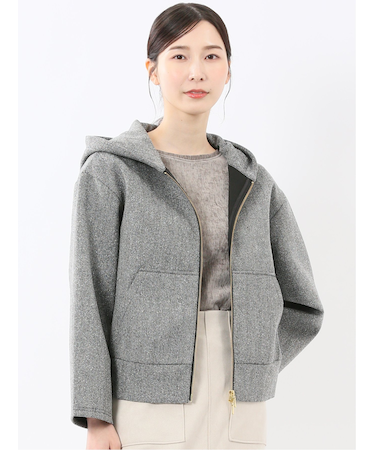 ツイードボンディング フーデッドブルゾン