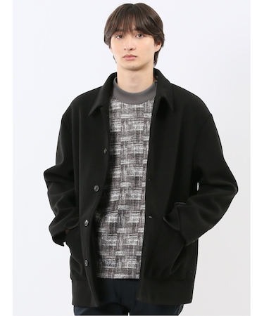 ストレッチメルトン ハーフステンカラーコート