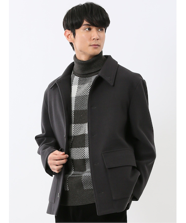 ストレッチメルトン ハーフステンカラーコート