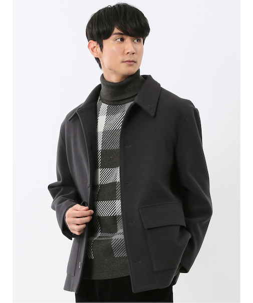 ストレッチメルトン ハーフステンカラーコート