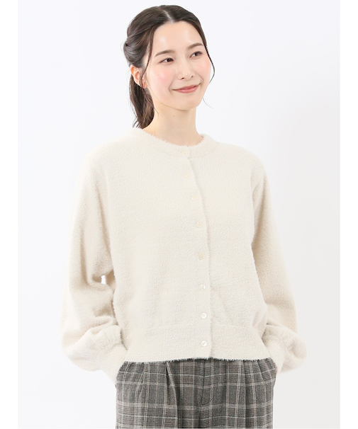 ハンドウォッシャブル フェザー クルーニットカーディガン