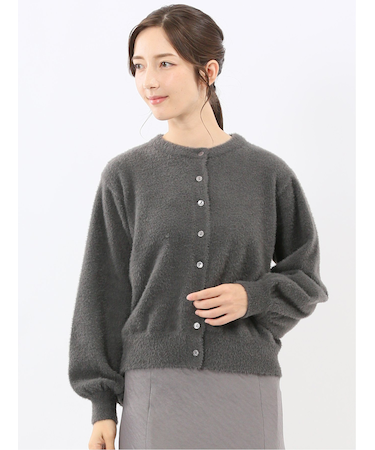 ハンドウォッシャブル フェザー クルーニットカーディガン