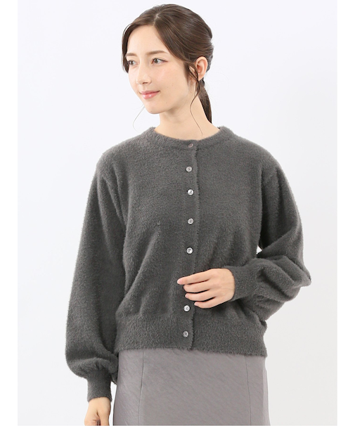 ハンドウォッシャブル フェザー クルーニットカーディガン