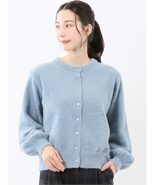 ハンドウォッシャブル フェザー クルーニットカーディガン