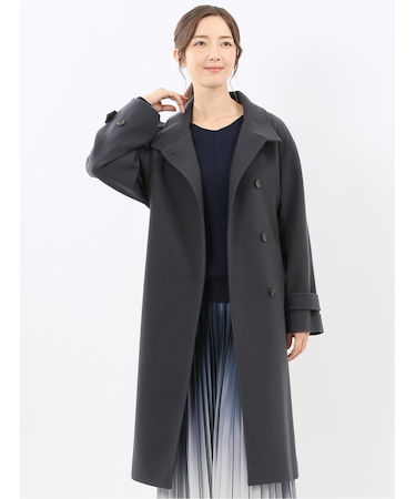 ストレッチ ハンドウォッシャブル スタンドカラー ロングコート