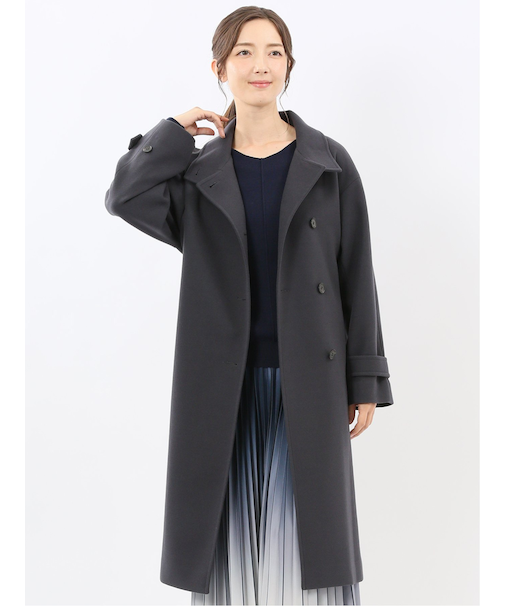 ストレッチ ハンドウォッシャブル スタンドカラー ロングコート