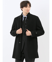 尾州ウール混 スタンドカラーコート カルゼ