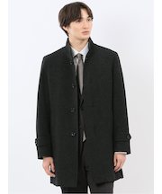 尾州ウール混 スタンドカラーコート カルゼ