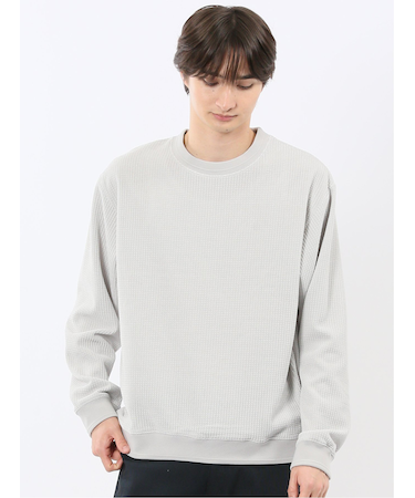 ストレッチ モールジャガード クルーネック長袖Tシャツ