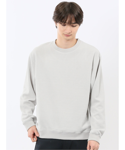 ストレッチ モールジャガード クルーネック長袖Tシャツ