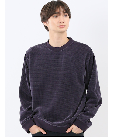 ストレッチ モールジャガード クルーネック長袖Tシャツ