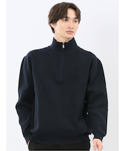 ウォッシャブル ハーフジップ スタンドニット