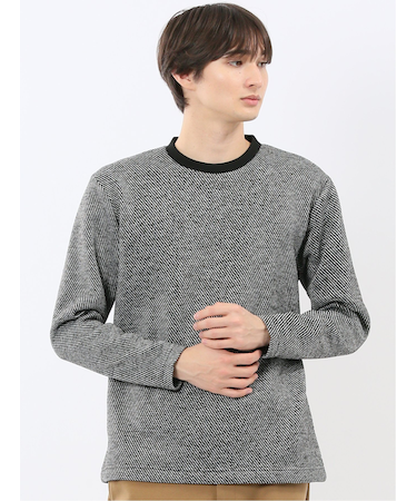 裏起毛ツイル クルーネック長袖Tシャツ