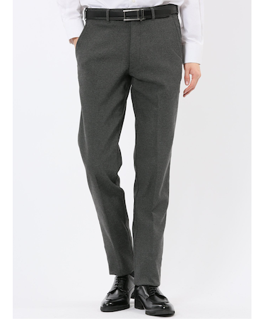 クロスストレッチ裏起毛 スリムフィット ノータックスラックス バーズアイ