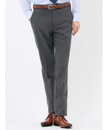 クロスストレッチ裏起毛 スリムフィット ノータックスラックス バーズアイ