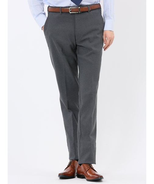 クロスストレッチ裏起毛 スリムフィット ノータックスラックス バーズアイ