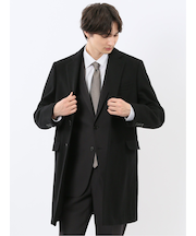 ウール混 チェスターコート 無地黒