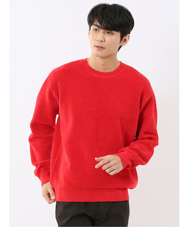 ハンドウォッシャブル ストレッチ シェニールヤーン クルーニット