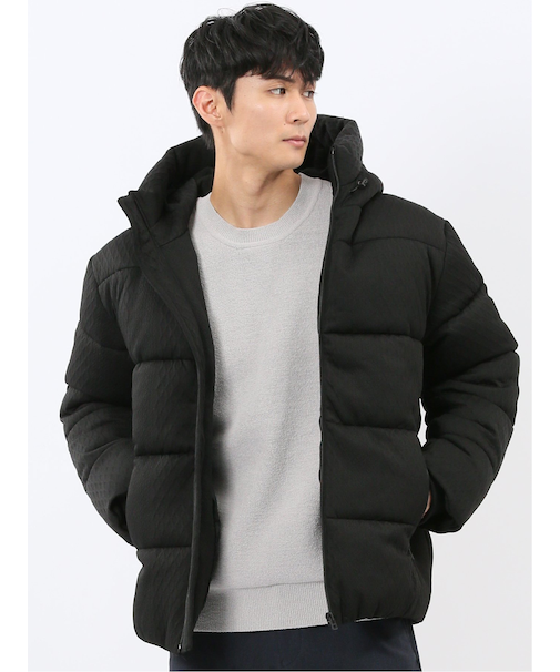 カットジャガード フーデッド 中綿ブルゾン