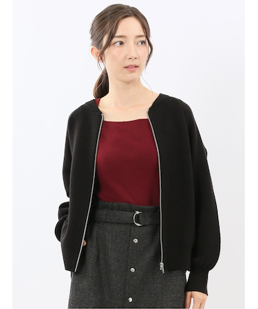 ウォッシャブル ZIP ニットブルゾン