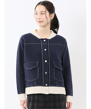 ウォッシャブル ステッチ風 ニットブルゾン