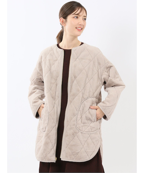 ファー×キルト リバーシブル ハーフ中綿ブルゾン