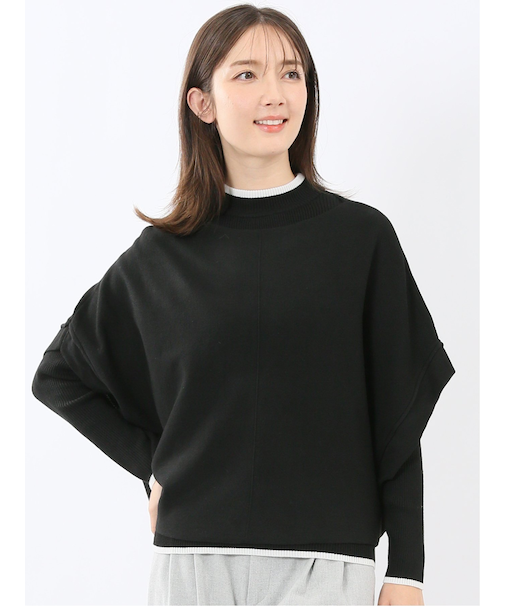 ハンドウォッシャブル ドルマン&リブハイネック ニットアンサンブル