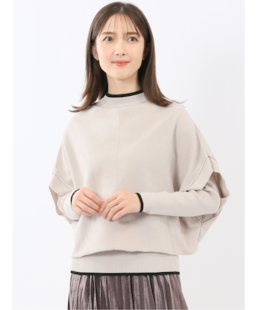 ハンドウォッシャブル ドルマン&リブハイネック ニットアンサンブル