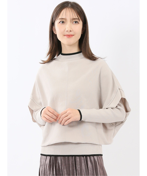 ハンドウォッシャブル ドルマン&リブハイネック ニットアンサンブル