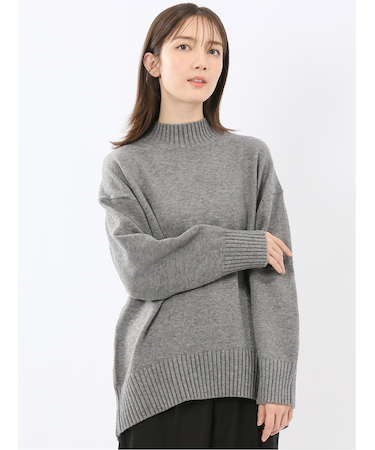 ウォッシャブル バックスリット ハイネックニットプルオーバー