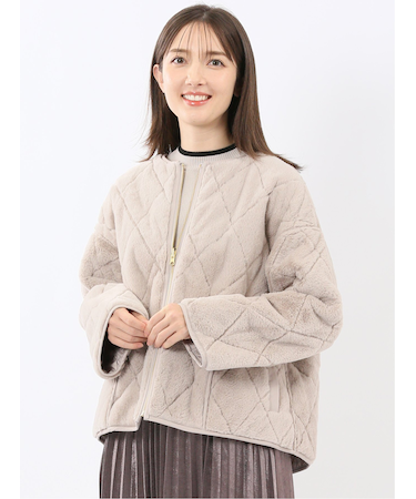 ファー×キルト リバーシブル ショート中綿ブルゾン
