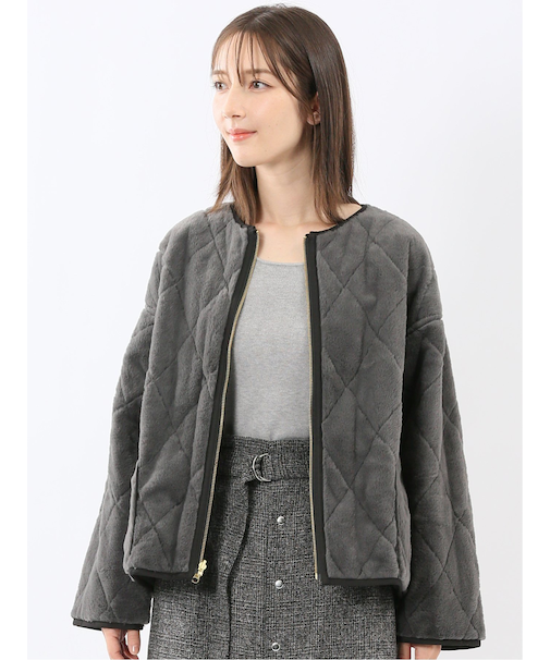 ファー×キルト リバーシブル ショート中綿ブルゾン