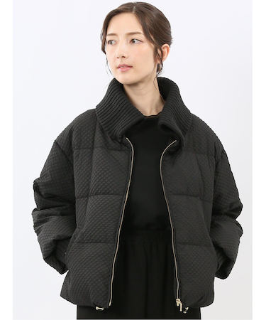 衿ニット エンボス ショートダウン