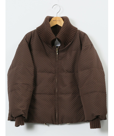 衿ニット エンボス ショートダウン