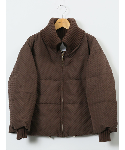 衿ニット エンボス ショートダウン