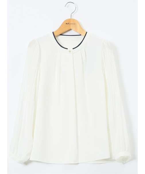 袖プリーツ プルオーバーブラウス