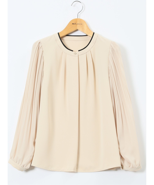 袖プリーツ プルオーバーブラウス