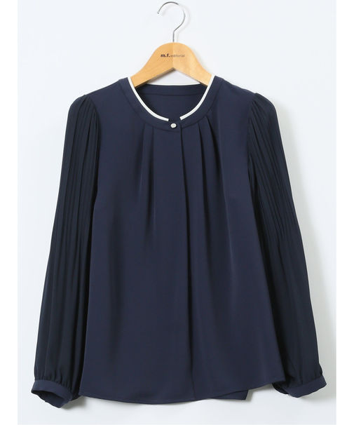 袖プリーツ プルオーバーブラウス