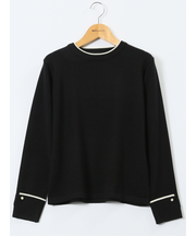 ハンドウォッシャブル 配色カフス クルーニットプルオーバー