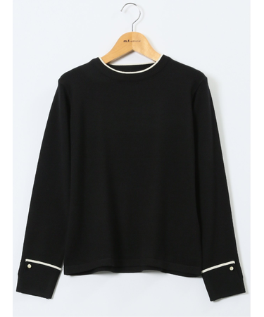 ハンドウォッシャブル 配色カフス クルーニットプルオーバー