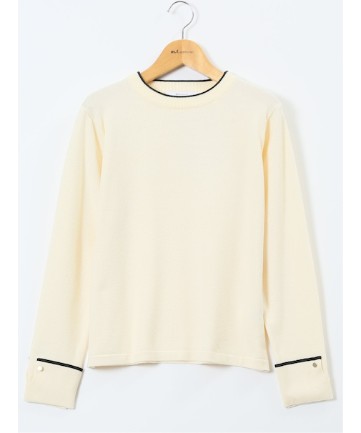 ハンドウォッシャブル 配色カフス クルーニットプルオーバー