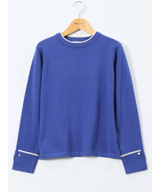 ハンドウォッシャブル 配色カフス クルーニットプルオーバー