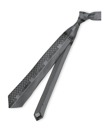 シルク混 パネル柄 ナロータイ 7.5cm幅