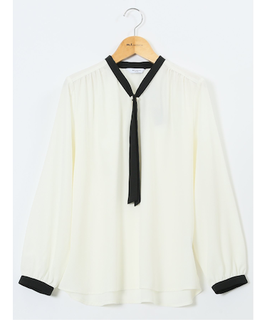 パールボウタイ 長袖プルオーバーブラウス