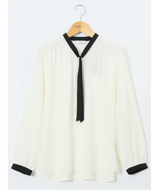 パールボウタイ 長袖プルオーバーブラウス