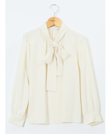 リボンタイ 長袖プルオーバーブラウス