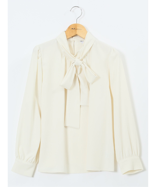 リボンタイ 長袖プルオーバーブラウス