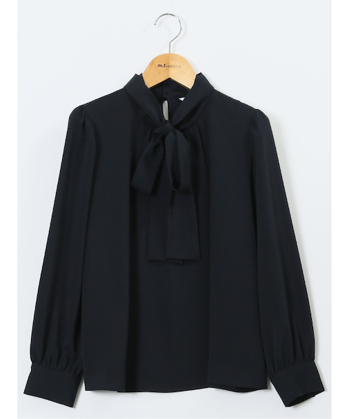 リボンタイ 長袖プルオーバーブラウス