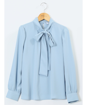 リボンタイ 長袖プルオーバーブラウス